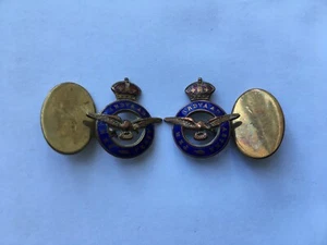 C1930s-40s VINTAGE R.A.F(ROYAL AIR FORCE) ENAMEL&BRASS GENTS CUFFLINKS - Picture 1 of 2