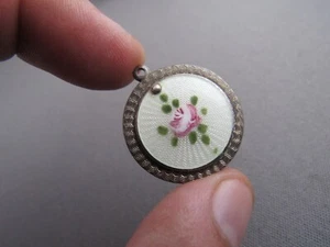 COLGANTE ROSA CLOISONNE CARMEL MONTURA NUESTRA DAMA ESTERLINA VINTAGE - Imagen 1 de 6