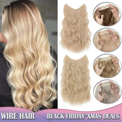 Diadema oculta secreta de alambre natural en extensiones de cabello de una pieza suave como humana Foto 1 de 4