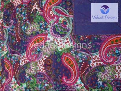 复古佩斯利印花 Kantha 被子毯印度床罩床罩艺术 — 第 1/4 张图片