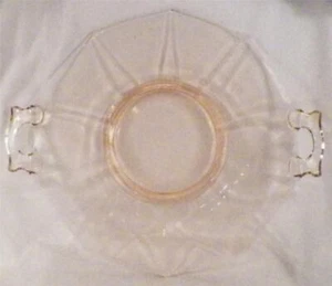 Decagon Peach Blo Handled Tray Cambridge Pink Elegant Glass Cake Plate Exc Cond - Picture 1 of 5