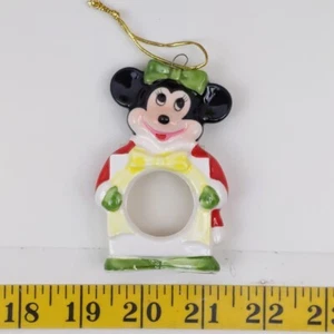 Disney Minnie Mouse Christmas Ornament Ceramic Holiday Decor Bow Red Green Yello - Picture 1 of 3