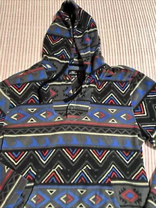 O'Neill Men's Newman Superfleece Striped AztecHoodie Large Poncho Pullover - Picture 1 of 6