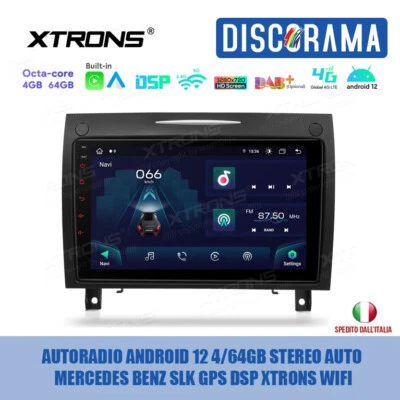 AUTORADIO ANDROID 12 4/64GB STEREO AUTO MERCEDES BENZ SLK GPS DSP XTRONS WIFI - Immagine 1 di 4