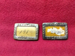 Vintage Lot of 2 REYNOLDS (Spring?) - JACKSON Employee Badges ~ Whitehead & Hoag - Picture 1 of 9