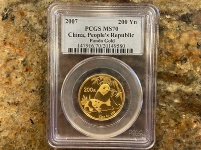 2007 1/2 oz 200 Yuan China Gold Panda Coin MS 70 - Image 1 of 2