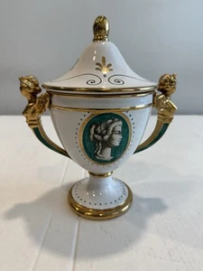 Ugo Zaccagnini Victory Cup Urn Green White Gold Hollywood Regency Fruit Cooler - Picture 1 of 20