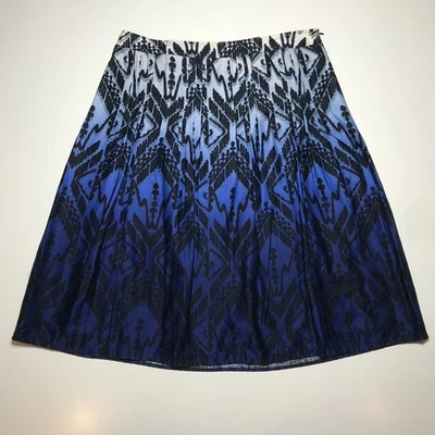 Falda plisada Charter Club línea A para mujer 14 azul ombre algodón completo geo abstracto Foto 1 de 4