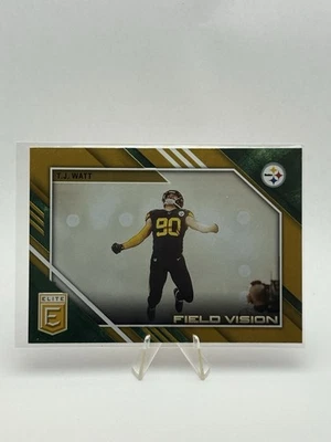 2023 Donruss Elite TJ Watt Field Vision Green Parallel Pittsburgh Steelers #FV-4 - Image 1 of 2
