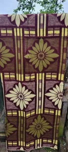 Fab Vintage 70s blanket Abstract Sunflowers reversible 60 X 76 Inch VW Camper - Picture 1 of 3