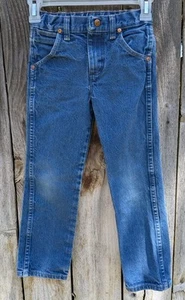 Wrangler Boys Size 7R Medium Wash Blue Denim Adjustable Waistband Cowboy Jeans - Picture 1 of 8