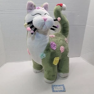 WhimsiClay "Rosette" grüne Katze 14 Zoll Plüsch Fancy Felines Blume Amy Lacombe 2001 - Bild 1 von 12