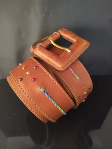 Vintage The Limited Accenti di Perline Filo Colore Arcobaleno Pelle Marrone Piccolo - Foto 1 di 17