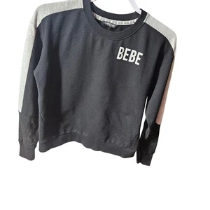 Bebe Sport Sweatshirt schwarz & grau Netzärmel S - Bild 1 von 5