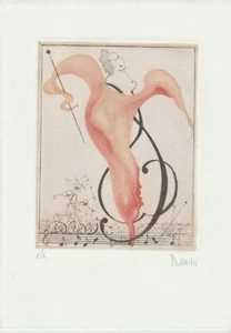 Grabado surrealista color original "Sueño de primavera" de WERNER JOSEF - Imagen 1 de 1