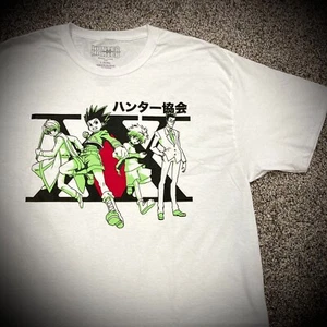 HUNTER x HUNTER T-SHIRT white anime manga japanese letters kanji ADULT L XL 2XL - Picture 1 of 3