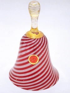 Campana de cristal artística con patrón de remolino rojo blanco de Murano Italia 071 - Imagen 1 de 3