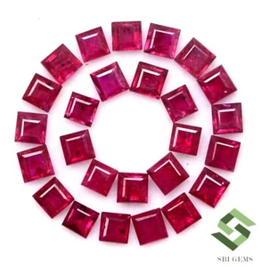 3 mm Natural Ruby Square Cut Lot 25 Pcs Burma Calibrated Loose Gemstones - Picture 1 of 5