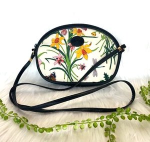 Vintage GUCCI Flora Shoulder Crossbody Bag Navy 80s Purse - Picture 1 of 24
