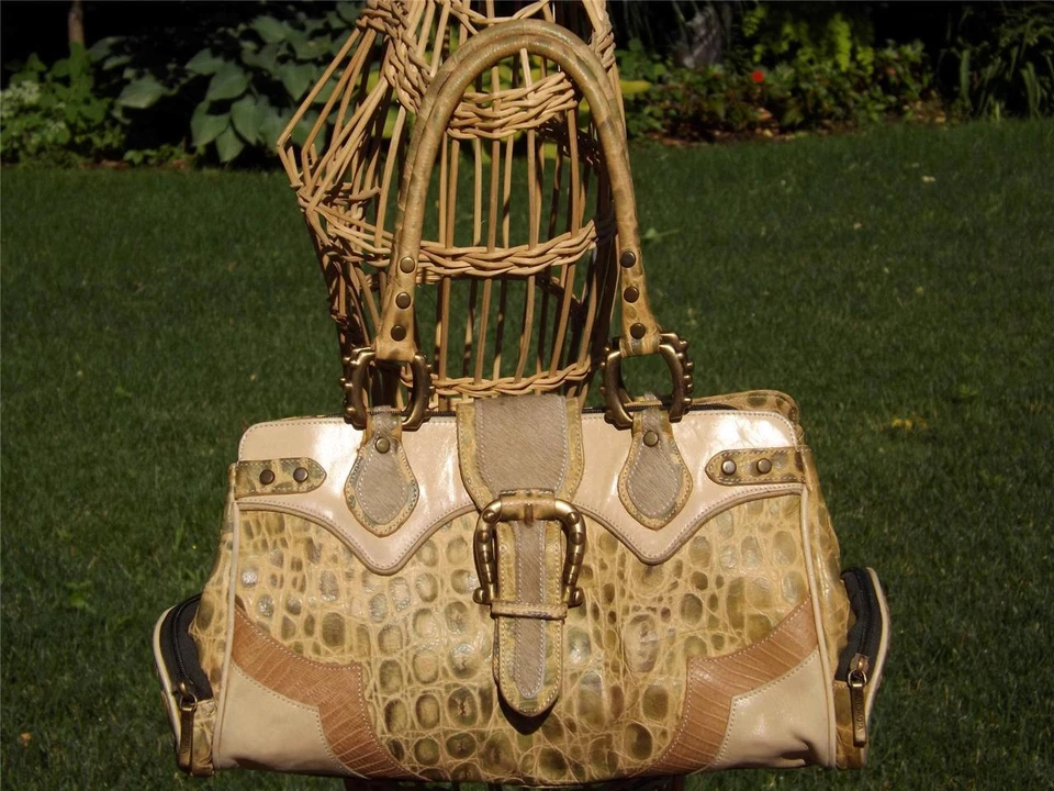 Arcadia Leather Faux Alligator Bag Side Pockets PICTURES WITHIN DESCRIPTION - Image 1 of 1