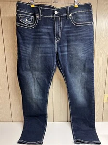 True Religion Men's Blue Rocco Relaxed Skinny Stretch Denim Jeans Size 36 EUC - Picture 1 of 8