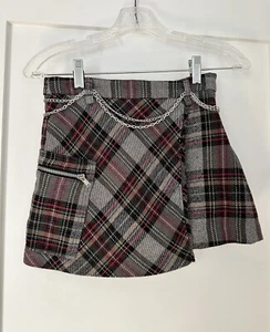 Girls Size 11-12 Plaid Miniskirt With Chain Belt - Picture 1 of 3