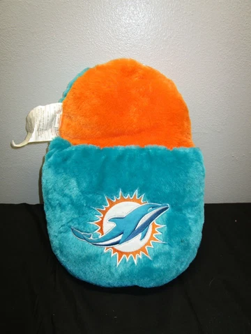 Miami Dolphins NFL 17" Plush Pillow Logo Slipper HTF Cover