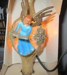 Vintage JEWELBRITE beleuchteter Engel Christbaumspitze mit Box 12" Gold - Bild 1 von 11