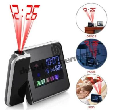 Digital LED Projector Projection Weather Station Calendar Snooze Alarm Clock - Image 1 of 2
