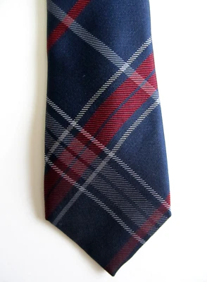 Vince Camuto ручной работы 100% шелк - темно-красный. Темно-синий, белый клетчатый галстук - Изображение 1 из 4