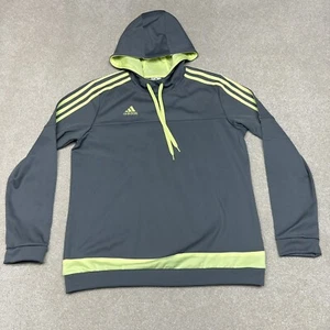 Adidas Hoodie Boys Size Large Gray Lime Green Youth Hooded Sweatshirt - Picture 1 of 10