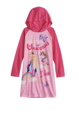 JoJo Siwa девочек мечтая о единорогах с капюшоном общежития ночная рубашка розовый 6 новый с Ярлыками AC6-6 - Изображение 1 из 3