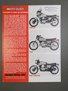 1978 Moto Guzzi 100sp, V50, 1000 Lemans Motorcycle Brochure- Advertising - Bild 1 von 2