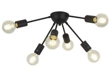 Vinluz 6 Light Sputnik Chandelier Flush Mount Ceiling Light Black