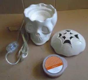 Gold Canyon Warmer Candle Scent Pod Wax Halloween Decor Ceramic Skull - Picture 1 of 15