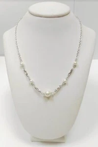 Collar Perlas Orquídea 46366 Plata rodiada-5 Perlas bcas-40cm+prolongador - Imagen 1 de 5