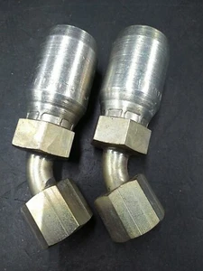 (2) FFX45-08-08 6-wire Hydraulic Crimp Elbow Fitting 1/2" Hose to Female ORFS-08 - Picture 1 of 1