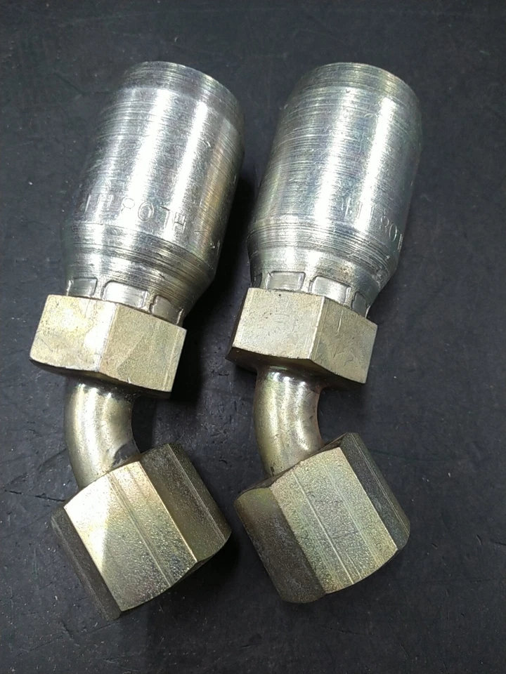 (2) FFX45-08-08 6-wire Hydraulic Crimp Elbow Fitting 1/2" Hose to Female ORFS-08 - Image 1 of 1