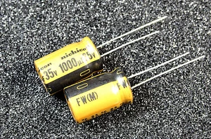 2pcs Nichicon Gold FW 1000uF 35v Radial Electrolytic Capacitor for Audio - Picture 1 of 1