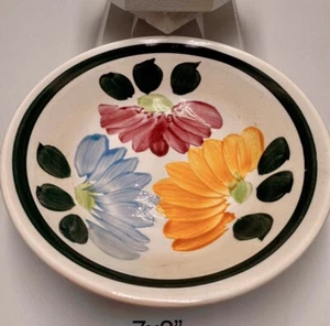 VTG Rossini Genuine Ironstone Hand Painted Soup Bowl Flowers 7x2” Made in Japan - Picture 1 of 6