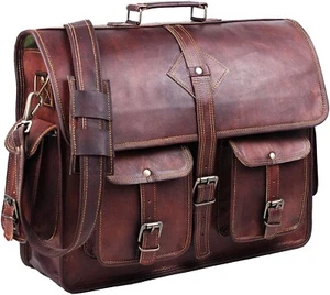 Men's Vintage New Brown Genuine Leather Messenger Laptop Satchel S Shoulder Bag - Picture 1 of 7
