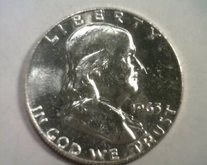 Franklin 1963-D medio sin circular sin circular. BONITA MONEDA ORIGINAL BOBS MONEDA ENVÍO RÁPIDO - Imagen 1 de 2