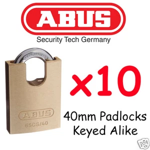 ABUS Padlocks KEYED ALIKE 40mm concealed Shackle x10 BULK LOT High quality - Picture 1 of 3