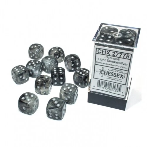Cubo - 16mm - Borealis Fumare/Argento Luminary (Set di Dadi 12 X W6) - IN - Immagine 1 di 1