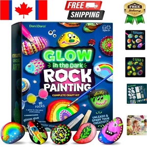Glow in The Dark Kids Rock Painting Kit - Creative Arts Gifts for Ages 4-12 - Foto 1 di 10