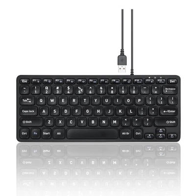PERIBOARD-432 Wired Mini USB Keyboard with Big Print Keys X-Type Scissor - Image 1 of 4