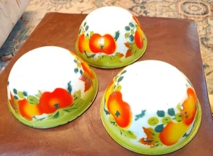 3- Enamelware Graniteware Bowls Metal Hand Painted Fruit Small 6 1/2" Vintage - Picture 1 of 8