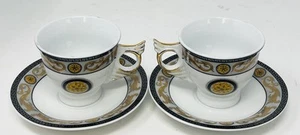 Schwarz & Gold Versace Stil Expresso Tasse und Untertasse Set - Bild 1 von 5