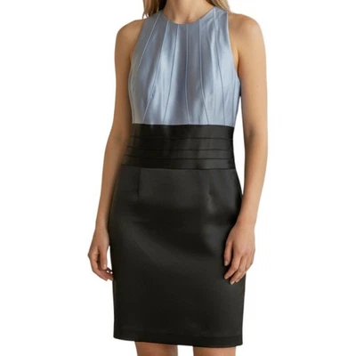 Kay Unger 纽约紧身鸡尾酒礼服蓝色黑色 6 码 MSRP $298 — 第 1/4 张图片