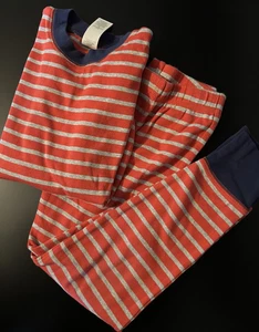 Mini Boden Boys Orange And Gray Blue Trim Striped Two Piece Pajama Set Size 8Y - Picture 1 of 5